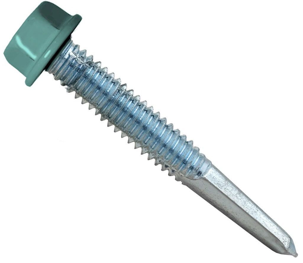 Саморез кровельный 5,5х38 мм с увеличенным сверлом РТ-5, RAL 6027 (светло-зеленый) - фото